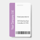 Badge d'identification personnalisée de l'employé (Arrière)