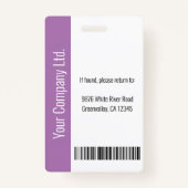 Badge d'identification personnalisée de l'employé  (Dos)