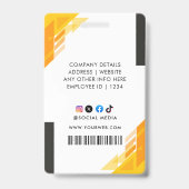 Badge d'identification personnalisée de l'employé (Arrière)