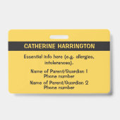 Badge d'identification personnalisée pour enfants (Arrière)