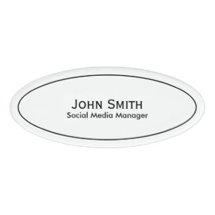 Badge D'identification Personnalisez : Ovale noir et blanc minimal