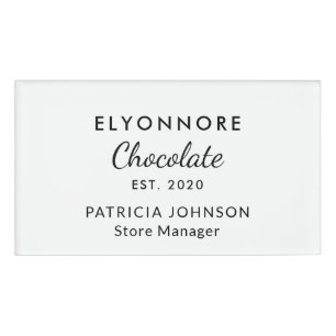 Badge D'identification Personnel de marque de chocolat minimal élégant B&