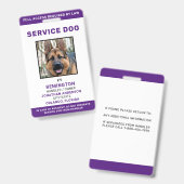 Badge d'identification personnel violet pour chien (Avant & arrière)