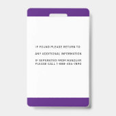 Badge d'identification personnel violet pour chien (Arrière)