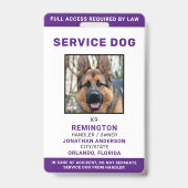 Badge d'identification personnel violet pour chien (Avant)