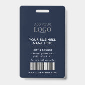 Badge d'identification photo avec code-barres Bleu (Arrière)