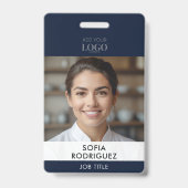 Badge d'identification photo avec code-barres Bleu (Avant)