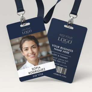 Badge d'identification photo avec code-barres Bleu