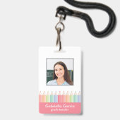 Badge d'identification photo avec code-barres pour (Avant avec lanière)
