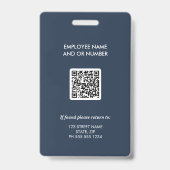 Badge d'identification photo avec code QR de la so (Arrière)
