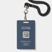 Badge d'identification photo avec code QR de la so (Arrière avec lanière)