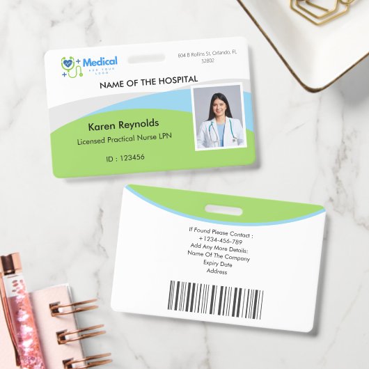 Badge d'identification photo avec code QR pour inf (Bureau)