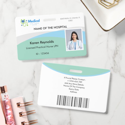 Badge d'identification photo avec code QR pour inf (Bureau)