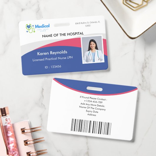 Badge d'identification photo avec code QR pour inf (Bureau)