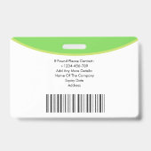 Badge d'identification photo avec code QR pour inf (Arrière)