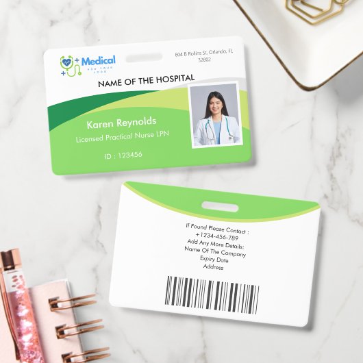Badge d'identification photo avec code QR pour inf (Bureau)