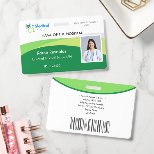 Badge d'identification photo avec code QR pour inf (Bureau)