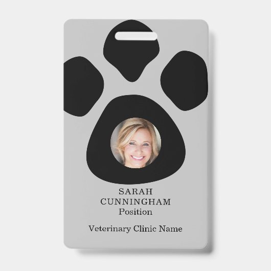 Badge d'identification photo avec empreinte de pat (Avant)