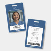 Badge d'identification photo bleu avec logo de l'h (Avant & arrière)