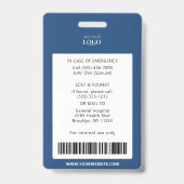 Badge d'identification photo bleu avec logo de l'h (Arrière)