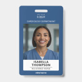 Badge d'identification photo bleu avec logo de l'h (Avant)