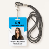Badge d'identification photo bleu professionnel av (Devant avec lanière)