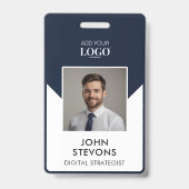 Badge d'identification photo code QR bleu marine e (Avant)