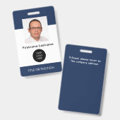 Badge d'identification photo couleur bleu foncé d' (Avant & arrière)