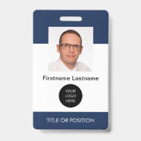 Badge d'identification photo couleur bleu foncé d'