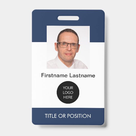 Badge d'identification photo couleur bleu foncé d' (Avant)