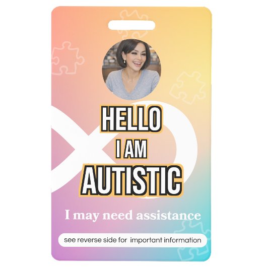 Badge d'identification photo d'alerte d'autisme –