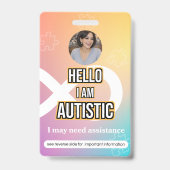 Badge d'identification photo d'alerte d'autisme – (Avant)