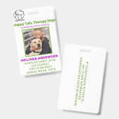 Badge d'identification photo de chien thérapeutiqu (Front & Back)