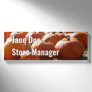 Badge D'identification Photo de citrouilles pour l'automne, Halloween ou