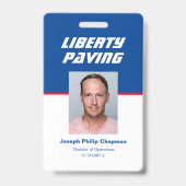 Badge d'identification photo de l'employé (Avant)