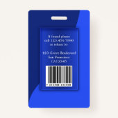 Badge d'identification photo de l'employé bleu mod (Dos)