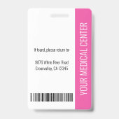 Badge d'identification photo de l'employé de l'hôp (Arrière)