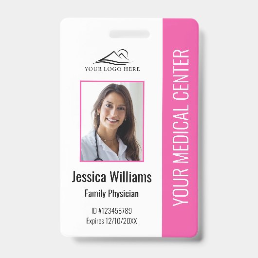 Badge d'identification photo de l'employé médical (Avant)