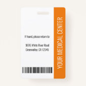 Badge d'identification photo de l'employé Médicale (Dos)