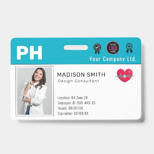Badge d'identification photo de l'employé Médicale (Avant)