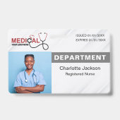 Badge d'identification photo de l'hôpital gris ave (Avant)
