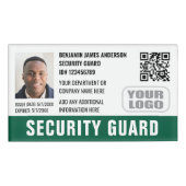 Badge D'identification Photo de nom de logo de QR vert de pièce d'identit (Devant)