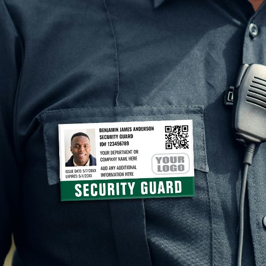 Badge D'identification Photo de nom de logo de QR vert de pièce d'identit