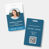 Badge d'identification photo de professeur d'école (Avant & arrière)