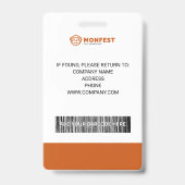 Badge d'identification photo d'employé d'entrepris (Arrière)