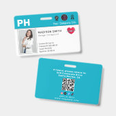 Badge d'identification photo d'employé médical de (Avant & arrière)