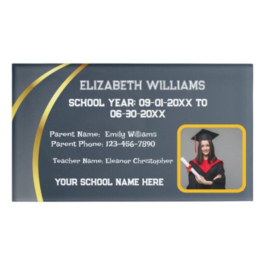 Badge D'identification Photo d'identification de l'enfant de l'école (Devant)