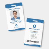 Badge d'identification photo d'infirmière diplômée (Avant & arrière)