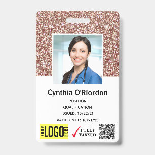 Badge d'identification photo en paillettes marron