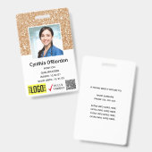 Badge d'identification photo en QR code avec paill (Avant & arrière)
